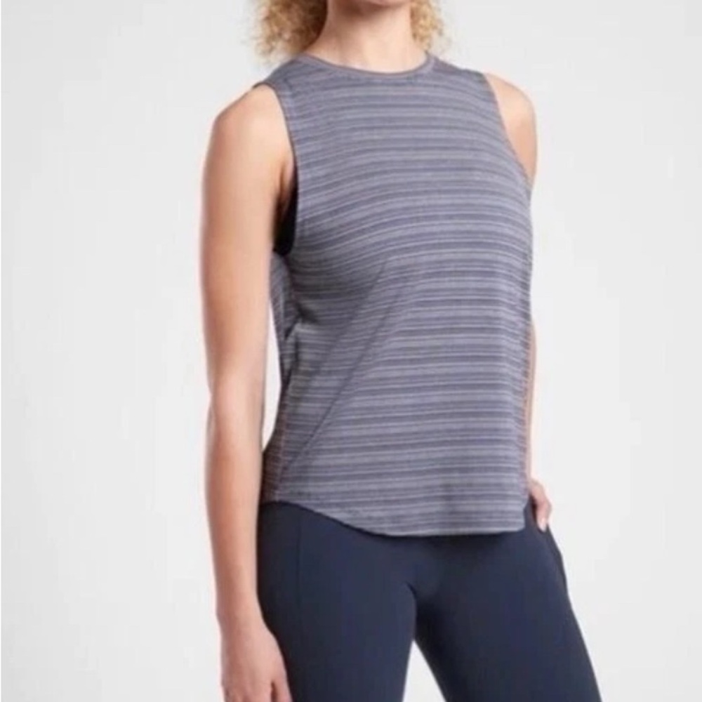 Athleta Women's Navy Striped Muscle Tee